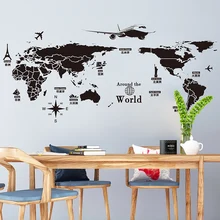 [SHIJUEHEZI] черный цвет карта мира наклейки на стену современные DIY настенные наклейки для дома гостиной офиса спальни украшения