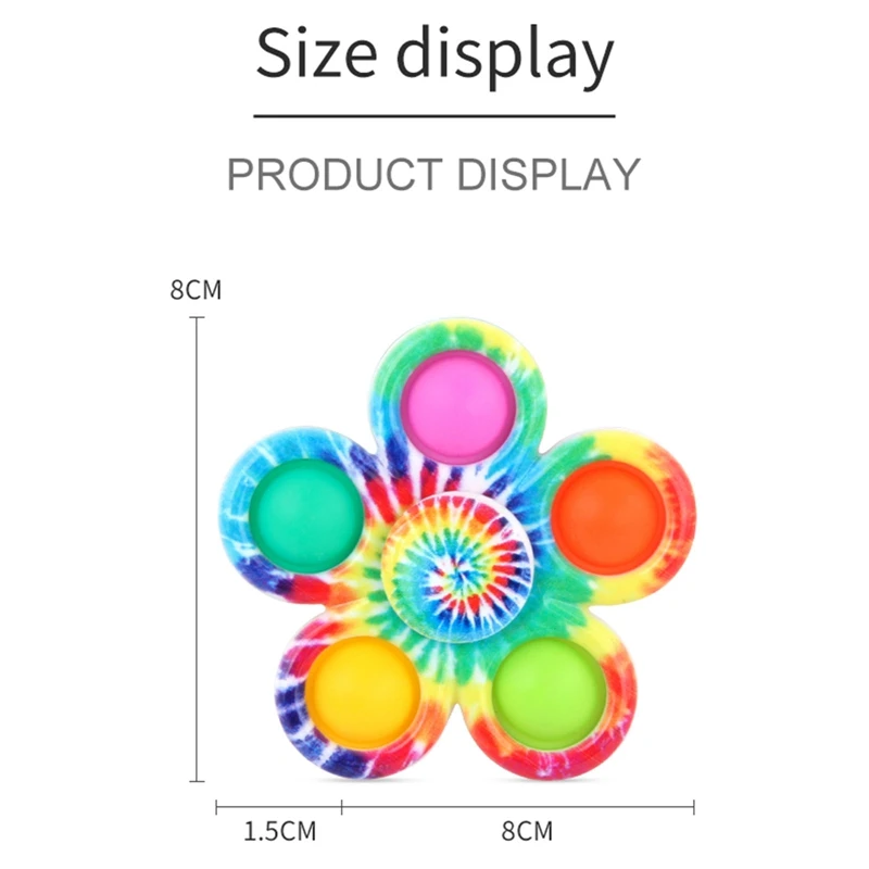 Fidget Spinner Funny Tie Dye Simple Finger Push Bubble Hand Spinner For ADHD Anxiety Stress Relief Sensory Party Favor For Kids