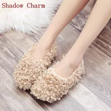 Новинка года; женские пушистые тапочки; повседневные мягкие домашние шлепанцы с мехом; качественные шлепанцы без застежки; плюшевая обувь