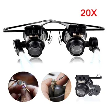 

20x Magnifying Eye Glasses Loupe Lens Jeweler Repair LED Light Rotatable