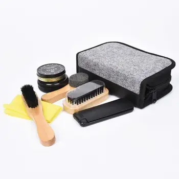 

Shoe Shine Kit & Shoe Care Valet PU Leather Sleek Elegant Case Travel Shoe Shine Brush kit