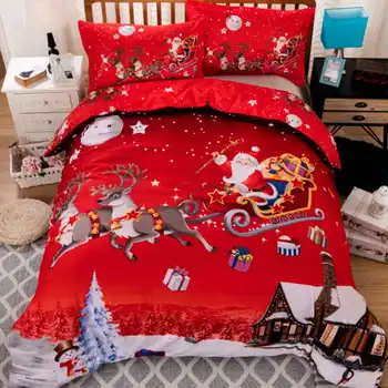 

3PCS Breathable Christmas Noel Bedding Set Bed Sheet Duvet Cover Set Pillowcase Bedding Set For Girl Boy Home