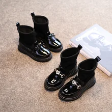 

Girls Boots Single Boots 2021 New Winter Children Martin Boots Socks Boots Princess Short Boots Fashion Warm Hot Chic Sweet Cute