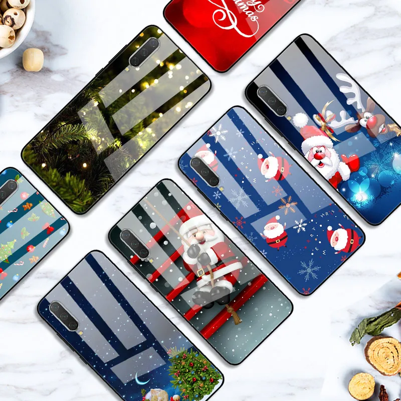Год Рождество чехол для Xiaomi mi 9 Lite CC9 CC9E A3 9T SE закаленного стекла жесткий чехол для Redmi Note 8T 8 7 K20 Pro Бампер