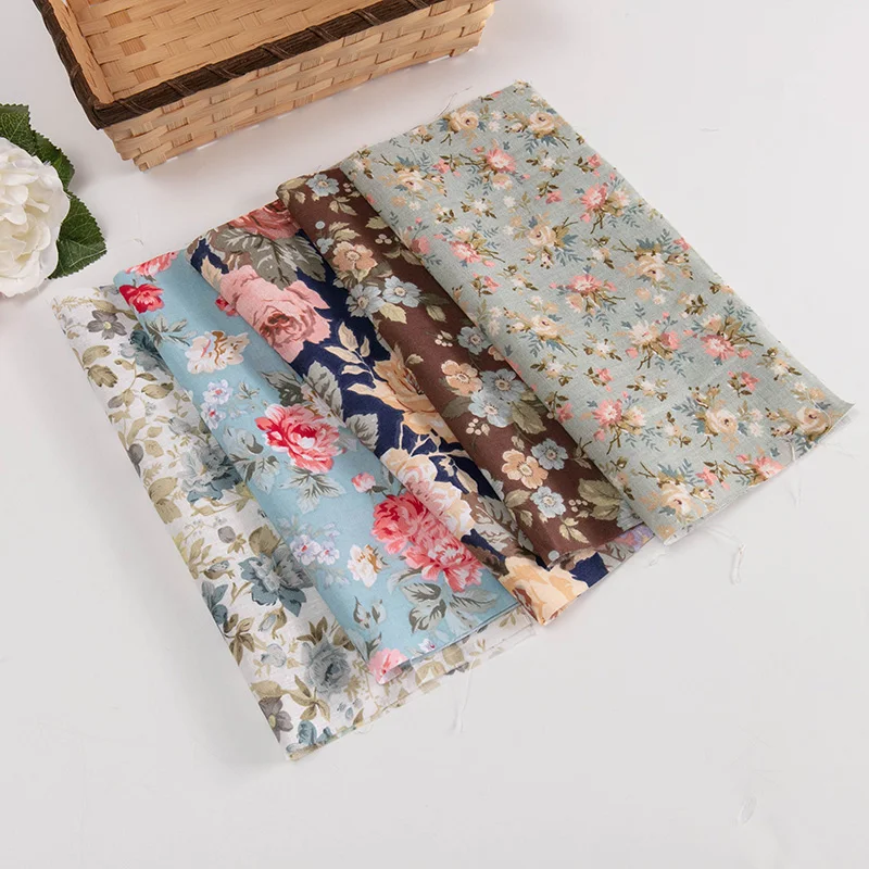 25x25 см/шт. Винтажная печатная Лоскутная Ткань куклы ручной работы аксессуары цветочные хлопчатобумажные ткани для DIY TJ0537-2