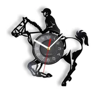Horseback Riding Vinyl Record Wall Clock Equestrian Horse Race Art Timepieces Horseman Home Decor Equine Cheval Riding Gift 1