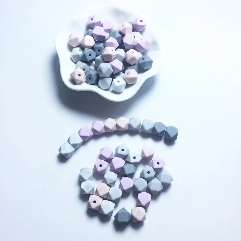 candy colors 9 20 шт 13 мм Силиконовые шестигранные шарики без бисфенола силиконовые геометрические бусины для детей жевательные прорезыватели ожерелье мама DIY Набор Бусин - Цвет: candy colors 9