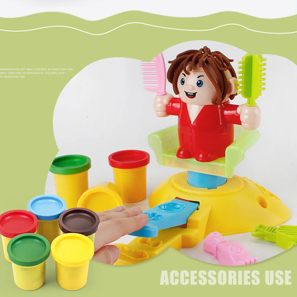 Парикмахерская игрушка, набор инструментов из теста, ручная работа, сделай сам, креативный 3D цвет грязи cocina de juguete slime 1226