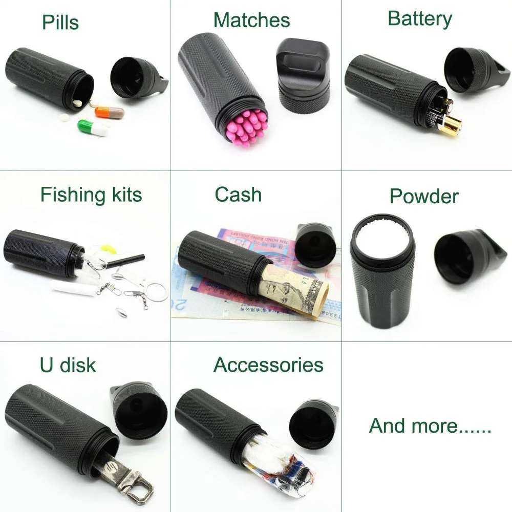 Outdoor CNC Waterproof Emergency First Aid Kits Safety Survival Pill Bottle Aluminium Camping EDC Tank Box for Cigarettes case (16)