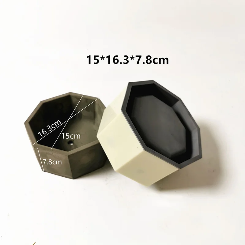 Восьмиугольные силиконовые формы для бетонных горшков цветочные горшки сада DIY