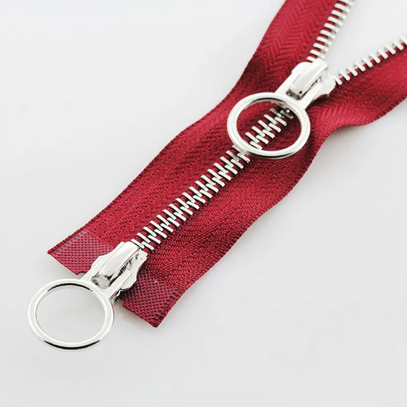 5# 70/90cm Metal Long Zipper Double Slider Two-Way Zip for Jackets Zipper Repair Kit Ring Buckle Replacement Sewing Material