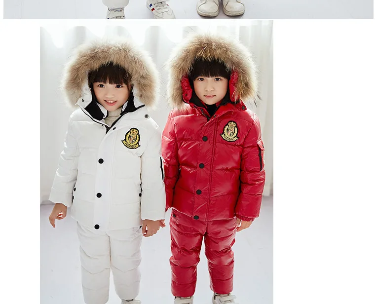 30 градусов новая зимняя Теплый пуховик, куртка детская для мальчиков зимняя, Детская куртка с натуральным мехом, комбинезон с капюшоном, детский лыжный костюм для маленьких девочек детский зимний комбинезон, От 1 до 8 лет