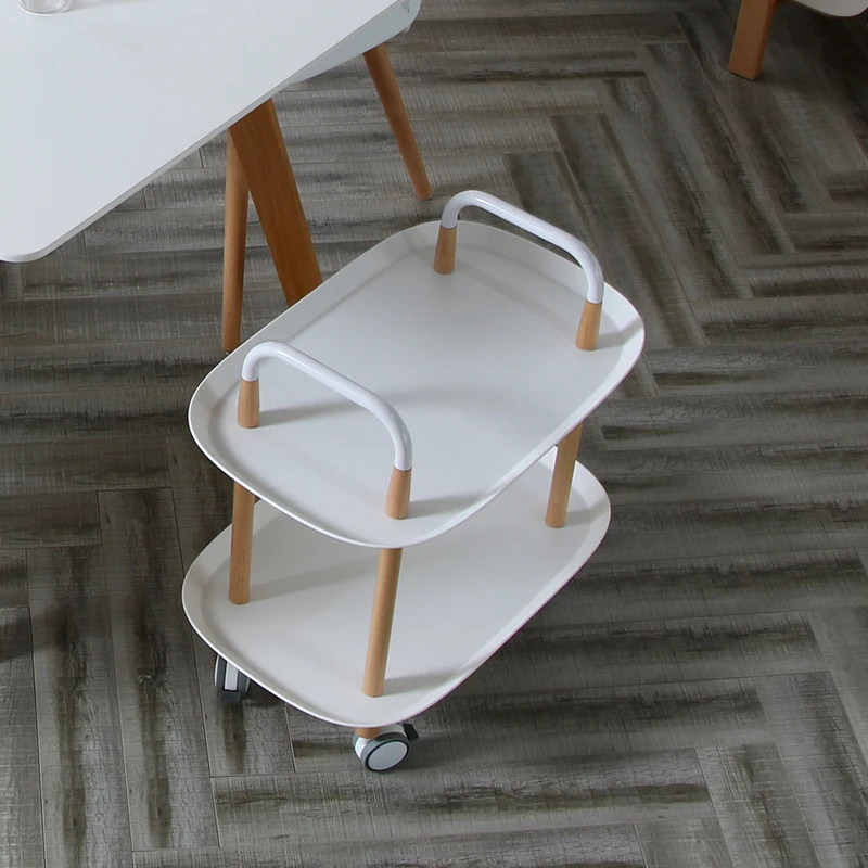 Скандинавские современные минималистичные гостиной маленькие тележки для хранения передвижная Кофейня стол с колесами твердой древесины угловой стол коляска