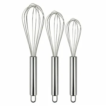 

3Pcs Stainless Steel Balloon Wire Whisk Manual Egg Beater Mixer Baking Utensil Milk Cream Butter Whisk Mixer Kitchen Accessories