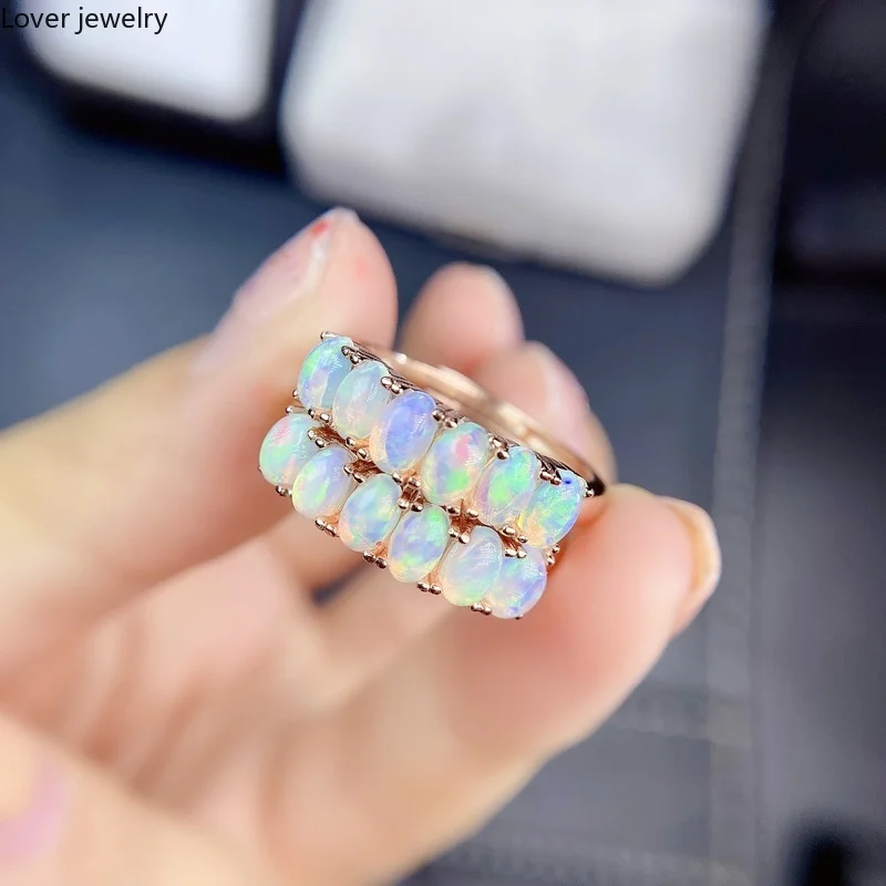 

Natural Opal Woman Rings Change Fire Color Mysterious 925 Silver Various Color Gemstones Engagement Rings for Women