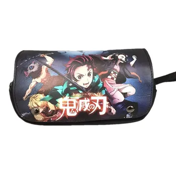 

Anime Demon Slayer: Kimetsu no Yaiba Pencil Holder PU + Canvas Cosmetic Bag Student Stationery Pouch Bag Makeup Organizer Bag