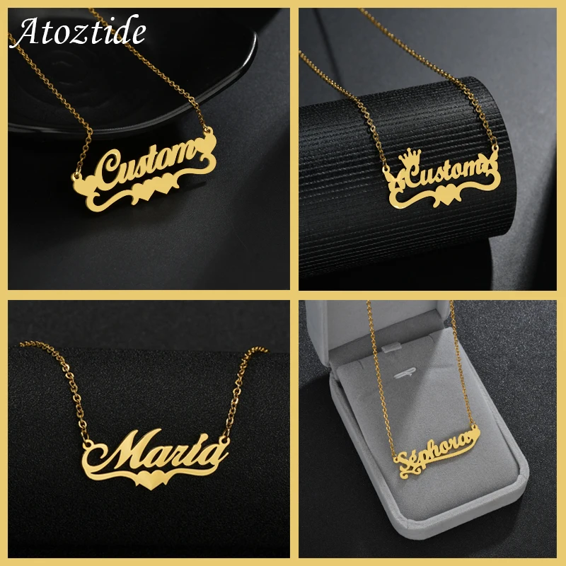 Atoztide Name Custom Necklace Jewelry 