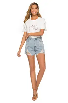 

Women Summer Sexy Boyfriend Denim Shorts Streetwear High Waist Frayed Tassel Push Up Large Size Ladies Jeans Plus Size