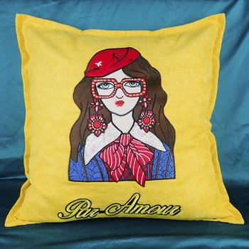 

Embroidery Girl Decorative Nap Pillow Cases Cushion Cover 1 Piece on Bed Sofa PC9