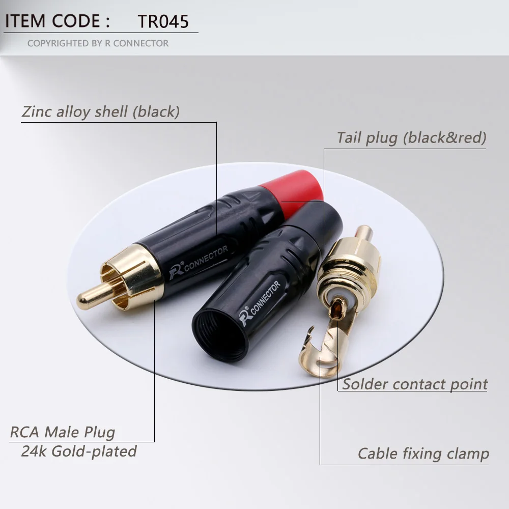 4PCS Solder RCA Plug Man Audio Video Adapter Aansluiting Rood Zwart