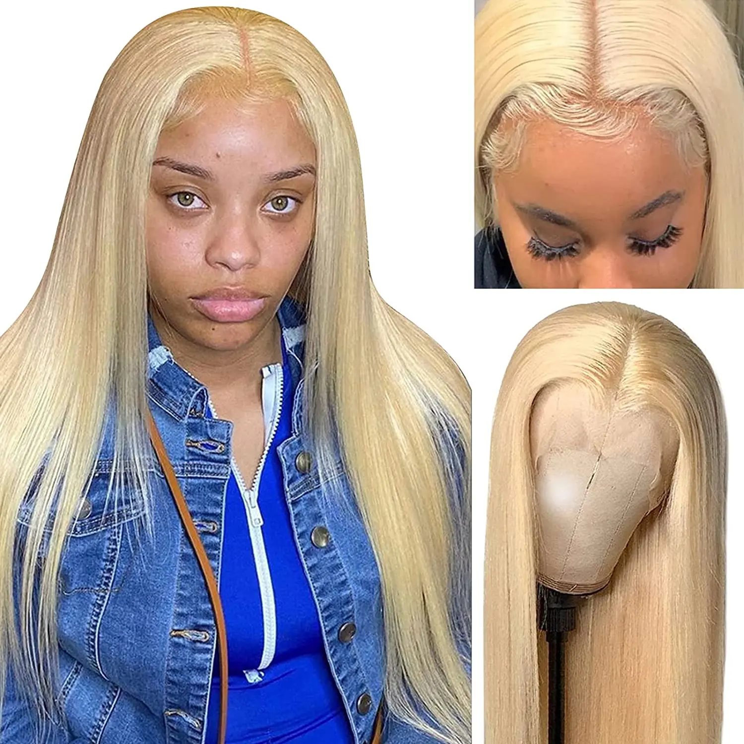 613 Blonde Closure Wig 5x5 Lace Closure Wig Human hair Pre Plucked with Baby Hair Bleached Knots Middle Part BESFOR