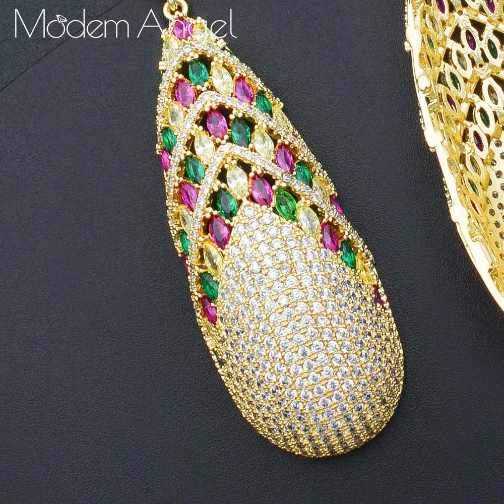 ModemAngel, роскошные серьги в виде капель, трендовые, много кубического циркония, Naija, серьги для свадебной вечеринки, модные ювелирные изделия для женщин
