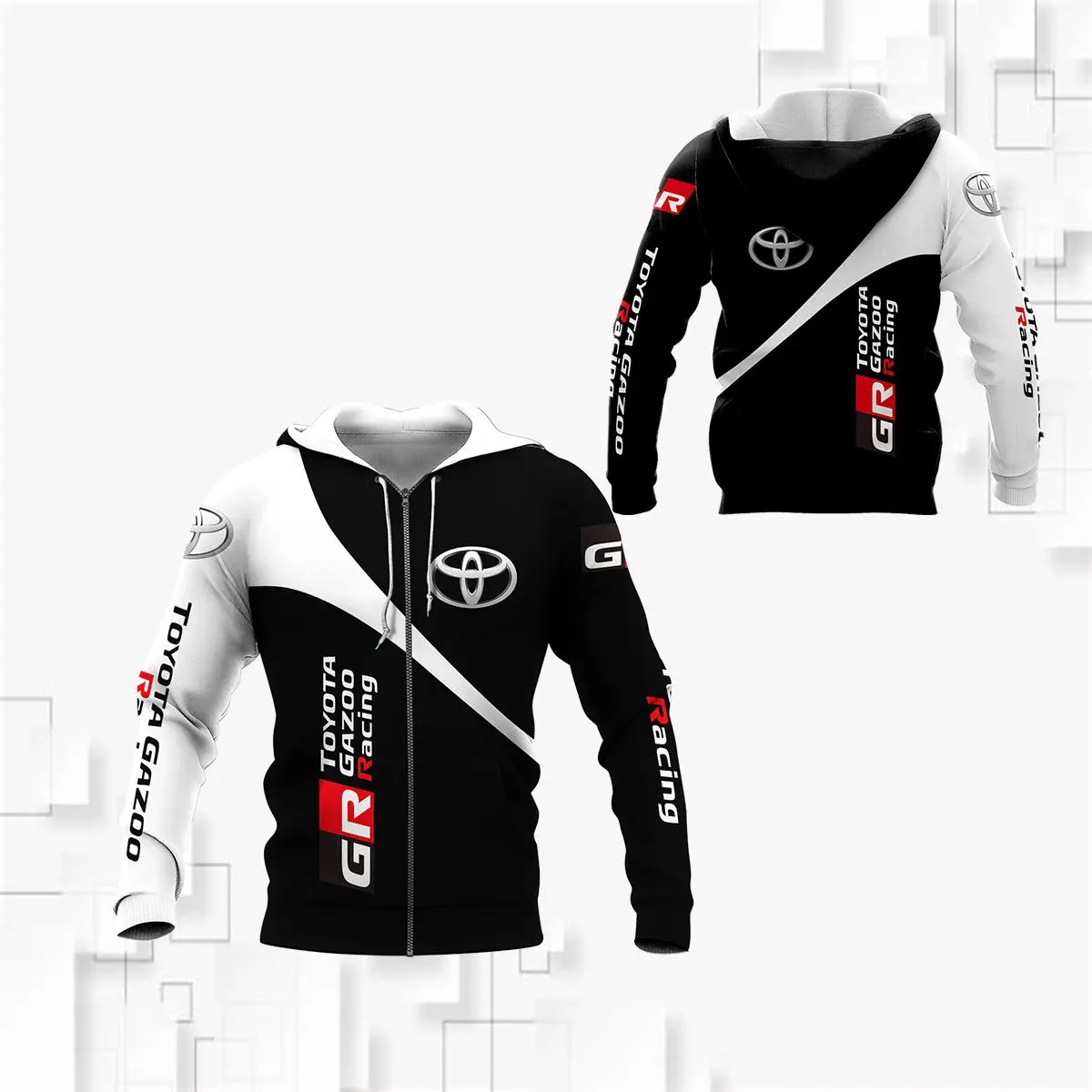 Spring leisure Toyota car logo 3D printing hoodie high quality Harajuku zipper jacket fashion hip hop plus size sportswear punk