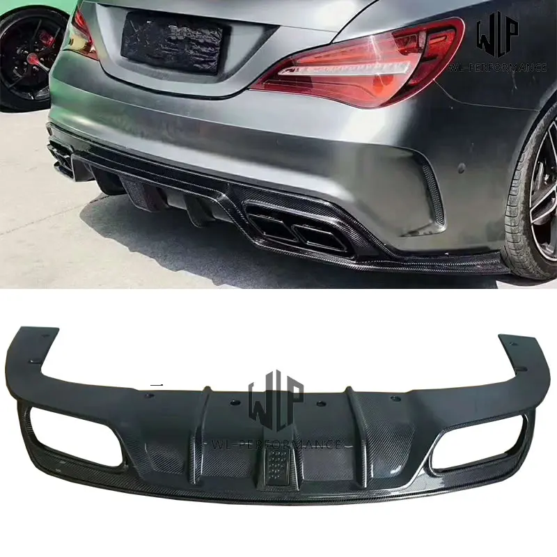 

W117 CLA200 CLA45 High quality Carbon fiber Rear diffuser lip with LED lights For Mercedes-Benz cla 45 CLA250 Car boby kit 16-UP