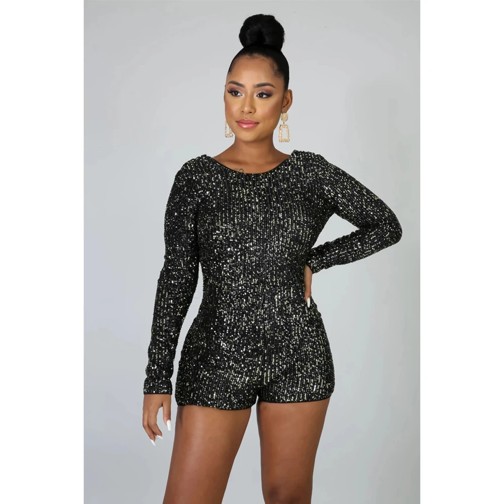 Sequin sequins полосатый комбинезон с открытой спиной сексуальный костюм для ночного клуба модная женская Уличная Повседневная офисная куртка