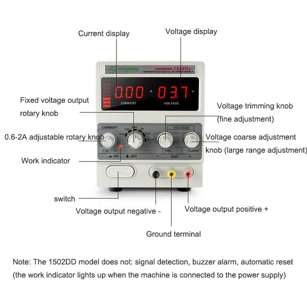 

Regulated Power Supply New 1502DD+ 15V 2A AC to DC 15W Adjustable Current for Mobile Phone Repair Power Test