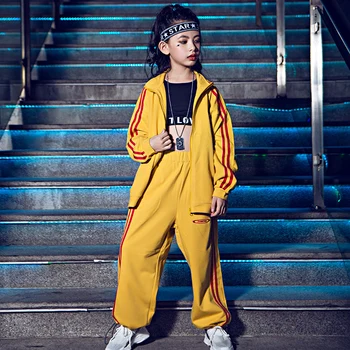 

Modern Girls Hip-Hop Suit Jazz Dance Costumes For Children Loose Sportswear Street Dance Stage Performance Clothing Tide DWY3135