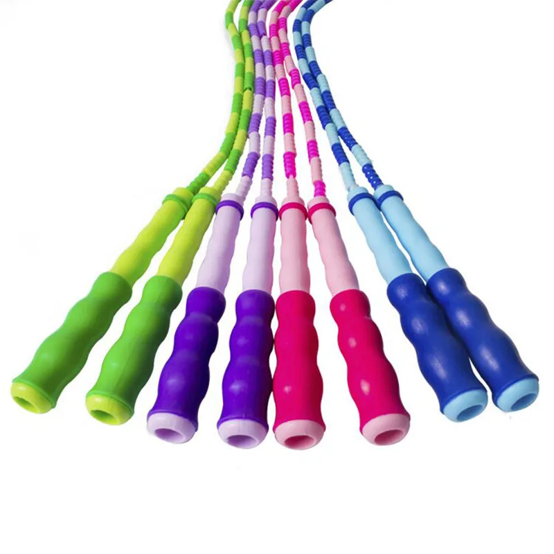 Adjustable Soft Beaded Skipping Rope for Kids, Segment Jump Rope, 2.8m Length