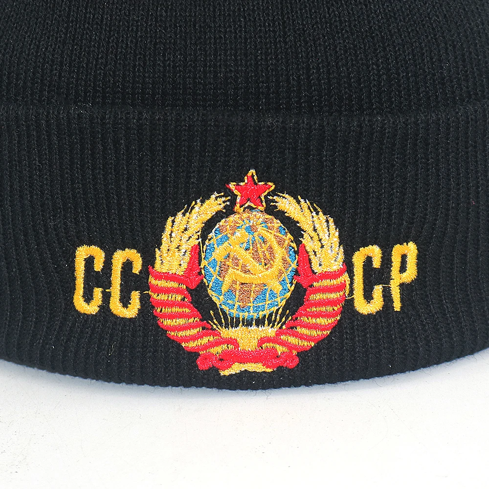 Вышивка CCCP СССР шляпа хлопок Гибкие теплые шапочки шапки для осени и зимы России вязаные шапочки шапка унисекс