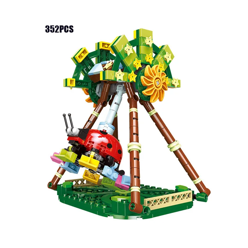 

City funland Rides mini Ladybug Giant pendulum Amusement Park moc building block model bricks toys collection for kids gifts