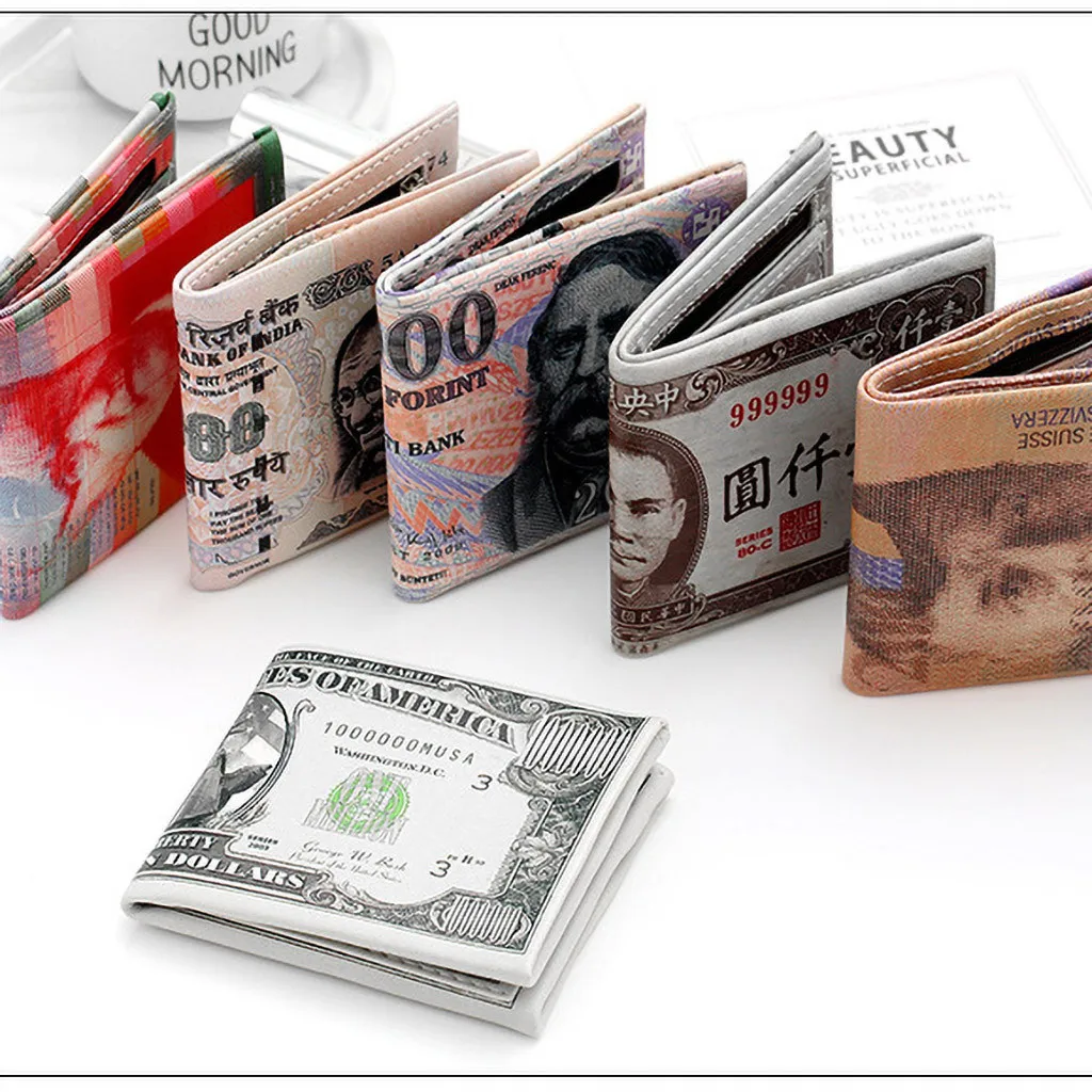 # H45-billetera con estampado de moneda para hombre, billetera pequeña Retro con broche de embrague, bolso multiportatarjetas, 2020