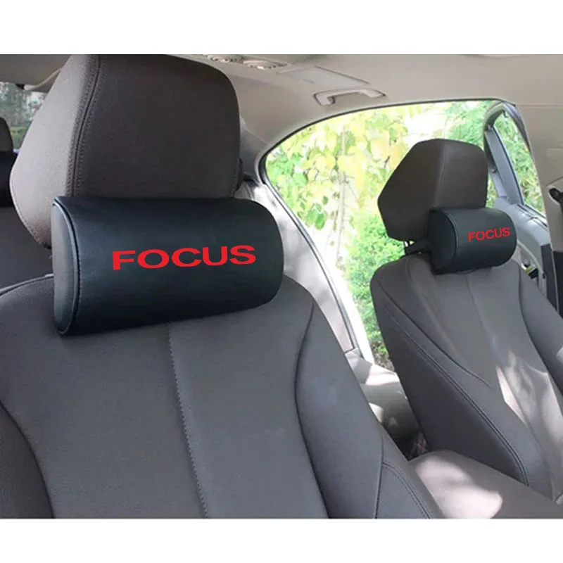 Автомобильные подушки для шеи из искусственной кожи для ford focus, подголовник для автомобиля, подушка для шеи, черная подушка для автомобильного сиденья