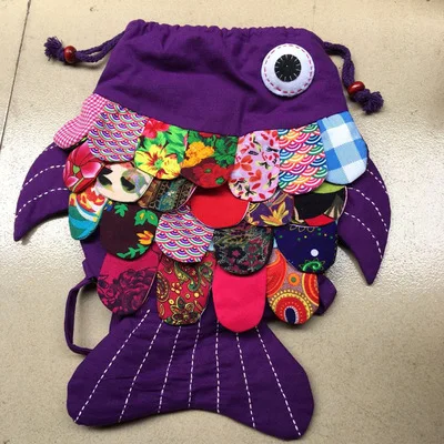 Nice national appliques children traveller backpacks!Hot Multi colorful fish girl&boy canvas backrack Versatile school backruck