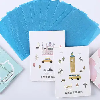 

50pcs Linen Blotting Paper Blue Film Oil-absorbing Paper Oily Skin Oil Control Men And Women Face Oil Absorption