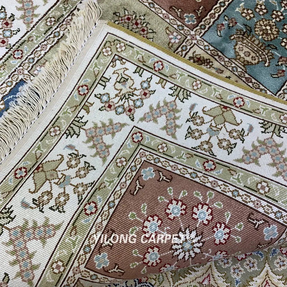 Yilong 2'x3' Тебриз шелковый ковер сад дизайн ручной работы четыре сезона ковры(HF125B
