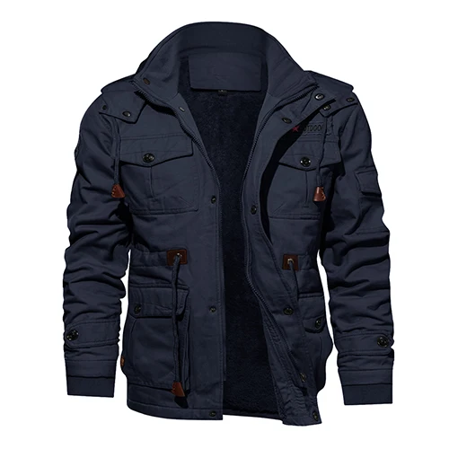 TACVASEN мужская куртка в стиле милитари, зимняя Толстая Повседневная куртка, флисовая куртка пилота, куртка-карго ВВС, ветровка, Мужская парка - Цвет: Navy