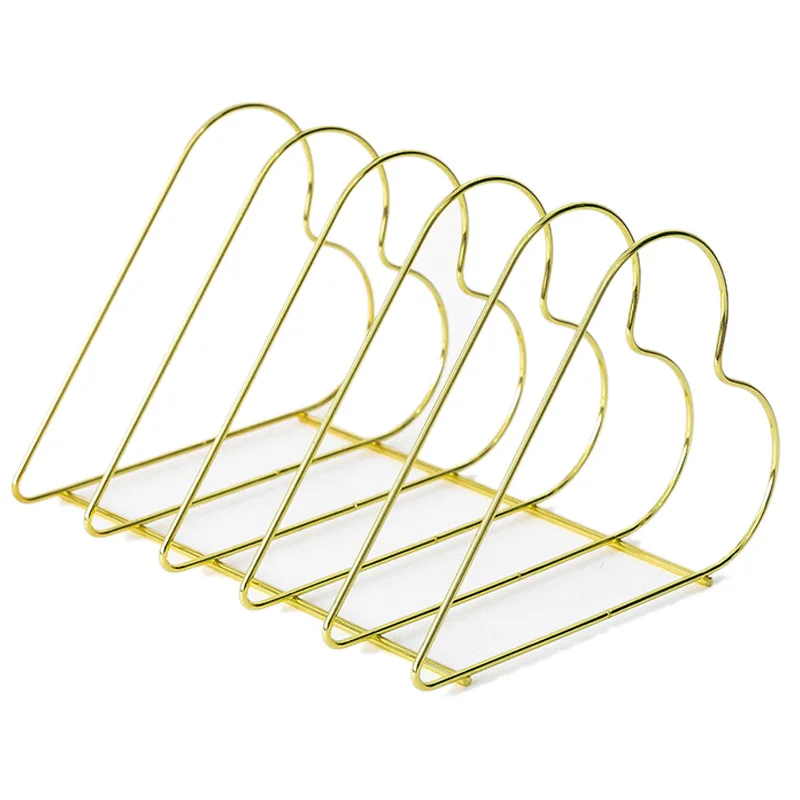 

File Organizer,Bookshelf Metal Rack, Book Rack, Magazine Newspaper Book Holder, 9 Slots Book Display for Office Home School (Gol