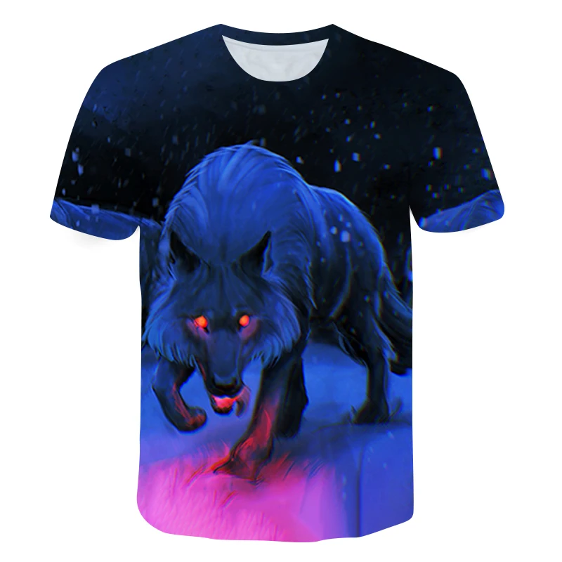 New Wolf T-shirt 3D Print Summer T shirt for Men Casual Oversized Men's Sports T-shirt O-neck hip hop Short Sleeve Tops Clothes
