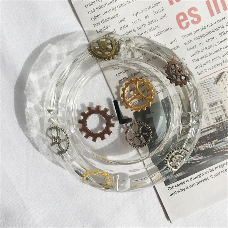 

New Creative Transparent gear letter creative personality custom handmade crystal drop glue ashtray jewelry box finished