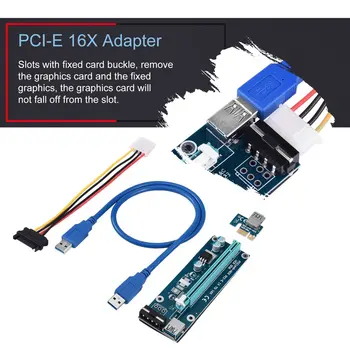 

PCI-Express PCI-E 16X Extender Riser Karte USB 3.0 SATA 15P-4Pin Adapter Slots with fixed card buckle Portable