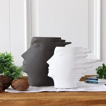 

NORDIC STYLE MODERN ABSTRACT HUMAN HEAD CERAMICS VASE CREATIVE FLOWER HOME DECORATION FLOWER ARRANGEMENT LIVING ROOM