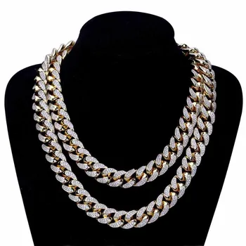 

Men Women HipHop Miami Cuban Chokers Chain Necklaces Top Quality Copper Micro-inserts White CZ Bling Bling Iced Out Jewelry