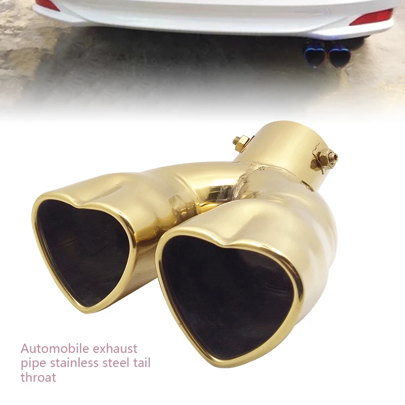 Car Exhaust Pipe Heartshaped One Point Two Silver Upturned Screws