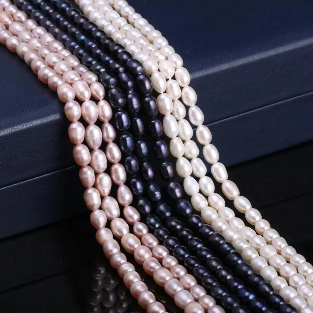 

Natural Freshwater Pearl Bead Rice Shape 5-6mm Punch Pearls for Charms Jewelry Fashion Female Necklace Bracelet
