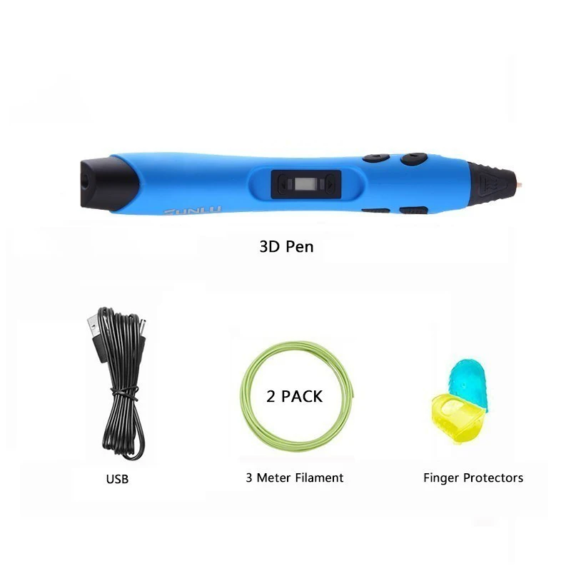SUNLU Оригинальные 3d ручки для принтера SL-300A для PLA PCL ABS нити 1,75 мм интеллектуальная 3D Ручка для детей Dooling с светодиодный экраном - Цвет: SL-300A-Blue