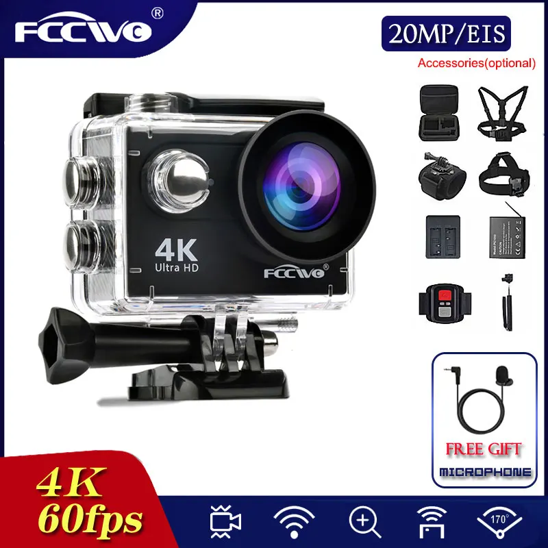 Экшн-камера FCCWO 4K/60fps H9R EIS Ultra HD Wi-Fi 2 0 дюйма 170D | - Цена: 5 178,02 - 11 744,62 руб.